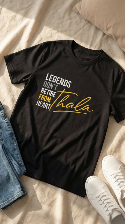 Legends Don’t Retire – Thala Edition Premium Graphic T-Shirt
