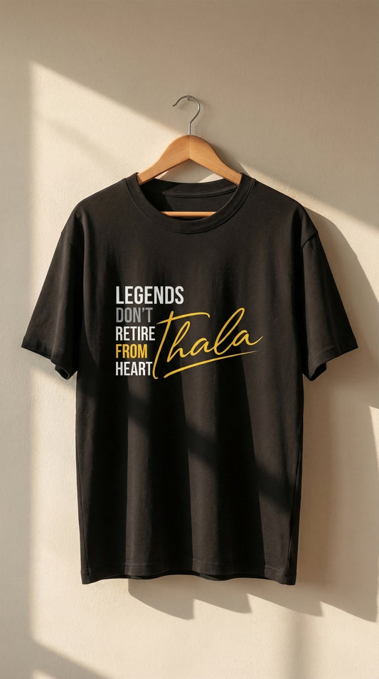 Legends Don’t Retire – Thala Edition Premium Graphic T-Shirt